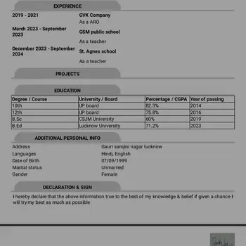 Priyanshi Yadav  home tutor From Sarojini Nagar Lucknow