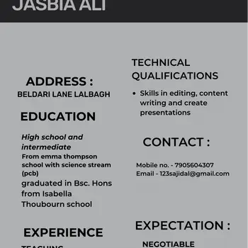Jasbia  ali Tutor From New Hyderabad Lucknow